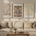 Large Framed William Morris Wall Art Set of 3, Vintage Strawberry Thief Canvas by Cuspin