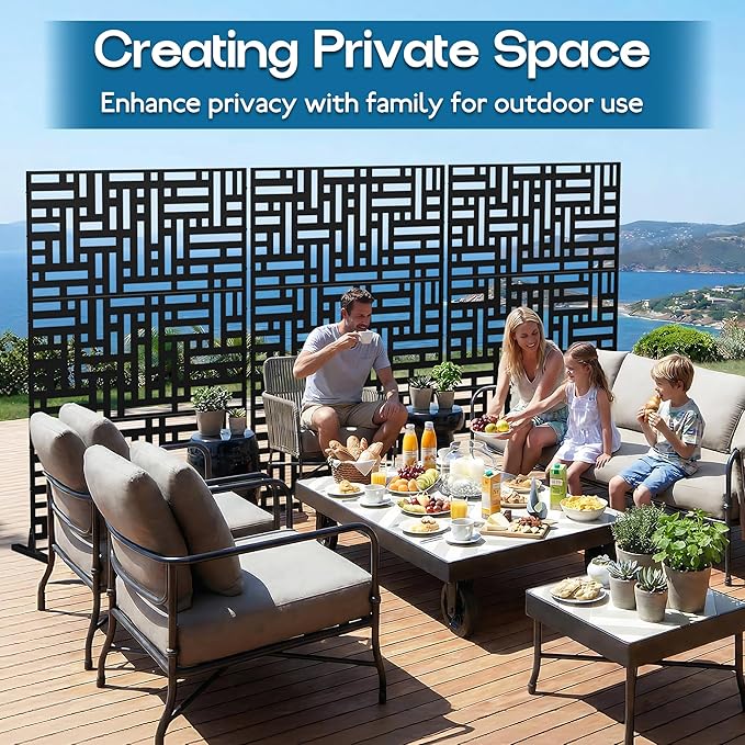 MTART Metal Privacy Screen 72" H x 47.2" Decorative Outdoor Privacy Screen - Image 4