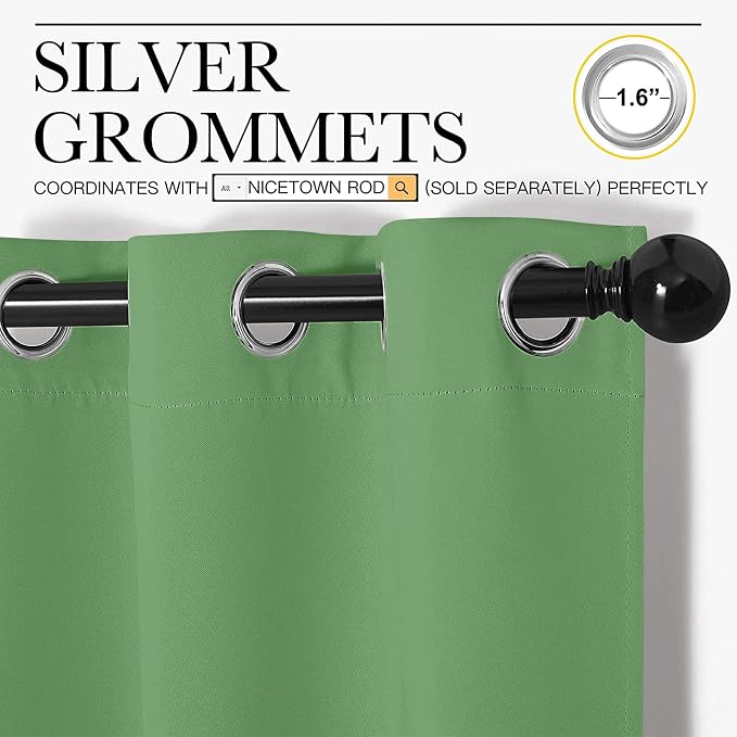 NICETOWN Froest Green Blackout Curtains 86 inches Length - Image 2