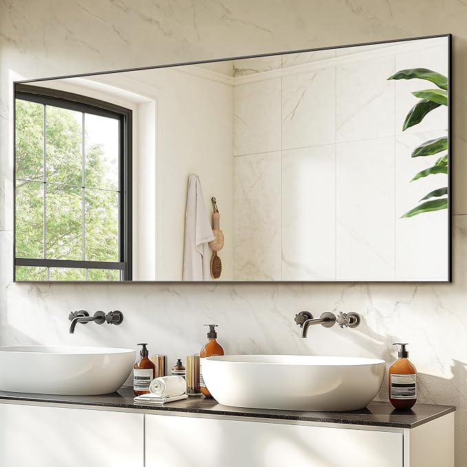 TRAHOME Bathroom Vanity Mirror for Wall, HD Shatterproof Glass, Hangs - Image 3