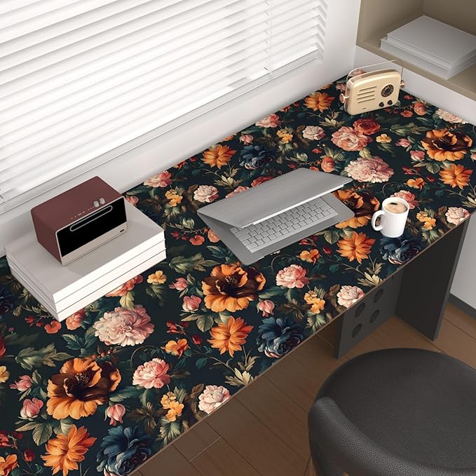 Colorful Floral Peel and Stick Wallpaper Gothic Dark Contact Paper Orange - Image 5
