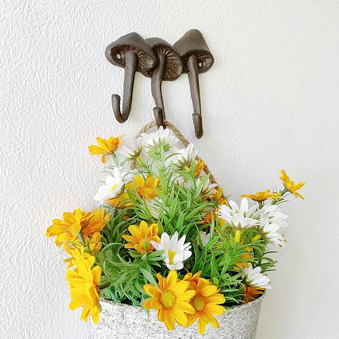 Rustic Mushroom-Shaped Decorative Wall Hook Rack Hangers - Image 5