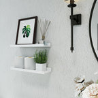 White Floating Shelves for Wall Decor, Wall Mounted Wood Storage Shelf for - Image 4