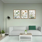Wood Framed Sage Green Botanical Wall Art Set of 3, Boho Floral Canvas Wall - Image 9