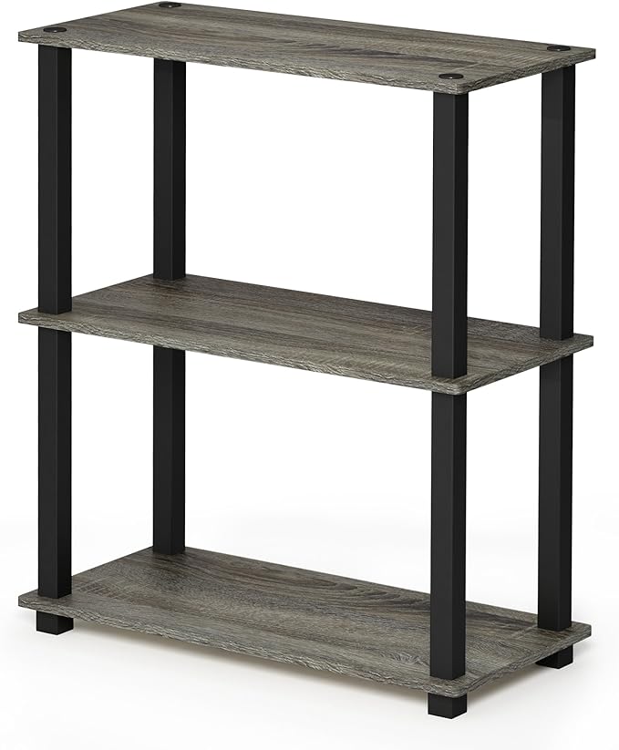 Furinno TURN-S-TUBE Storage Shelves, 3-Tier Book Shelf, Corner Shelf, Toolless - Image 4