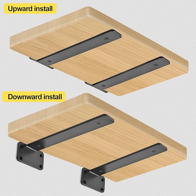 10 Pack - 10 inch Black Hidden L Shelf Bracket Iron Floating Shelf Brackets - Image 7