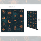 FLFK Mystic Peel and Stick Wallpaper 16" x 128" Moody Dark Blue & Orange - Image 2
