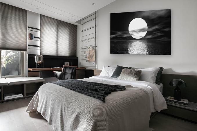 Cao Gen Decor Art S06469 Wall Art Canvas Sea White Full Moon in Night Picture - Image 3