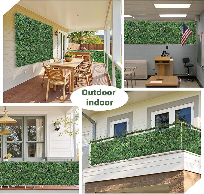 Artificial Boxwood Panel 8 Pieces 20"x20", Faux Ivy Privacy Fence Screen - Image 4