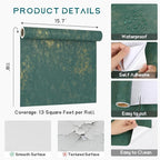 VEELIKE Distressed Teal Gold Metallic Wallpaper Peel and Stick Plaster Concrete - Image 9