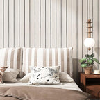 VEELIKE Cream White Oak Wood Slat Wall Panel Peel and Stick 3D Faux Wood Wall - Image 2