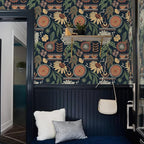 Simon&Siff Boho Peel and Stick Wallpaper, 17.3" x 800" Blue Sun Floral Retro - Image 6