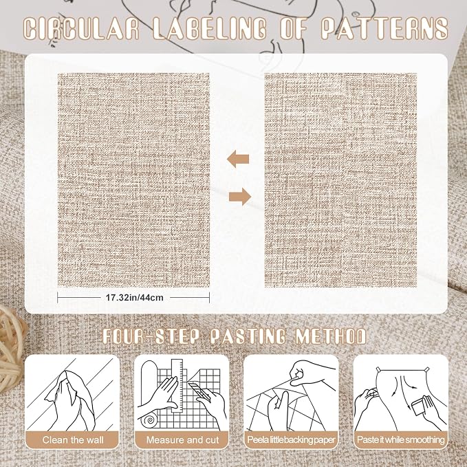 Amiya Grasscloth Khaki Wallpaper 17.3"x120" Peel and Stick Tan Faux Fabric - Image 9