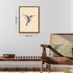 Vintage Framed Wall Art, Birds Canvas Prints, Hummingbird Sketch Painting - Image 3