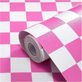 Modern Peel and Stick Wallpaper Pink and White Mosaic Checkered Contact Paper by OSECAGE