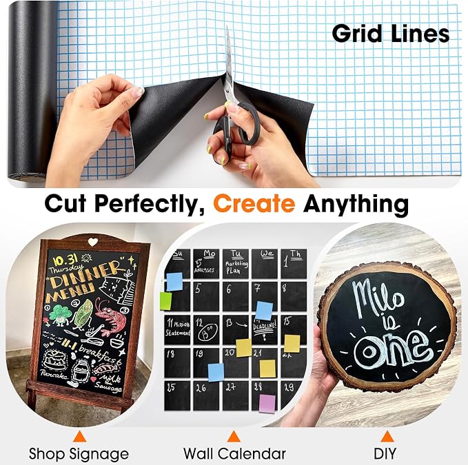 Chalkboard Wallpaper Peel and Stick, 17.5"x78.7" Blackboard Contact Paper Self - Image 3