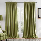 NICETOWN Moss Green Velvet Drapes 120 inch Long by NICETOWN
