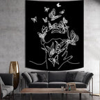 Black and White Tapestry for Bedroom Aesthetic Butterfly Tapestry Minimalist - Image 6