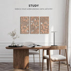 VIYYIEA Boho Solid Wood Carved Wall Art Set of 3, Geometric Minimalist Wooden - Image 6