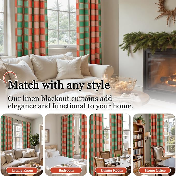 Lajode Plaid Curtains Gingham Patterned - Image 3