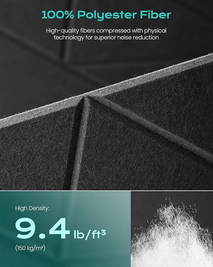 22-Pack Acoustic Panels, Peel & Stick Sound Proof Foam Panels - Image 3