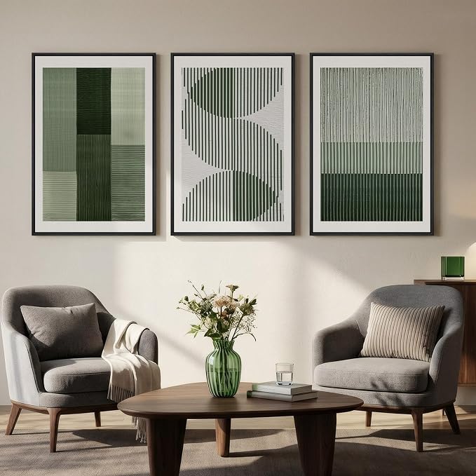 Large Framed Green Abstract Wall Art - Image 4