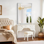 42x30 Silver Bathroom Mirror, Brushed Silver Rectangular Mirror - Image 4