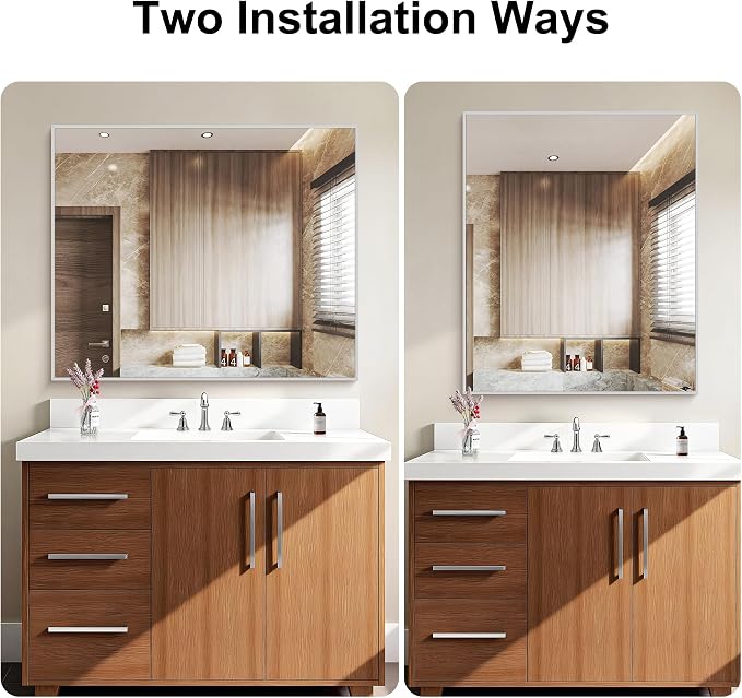 KOCUUY Silver Framed Mirror, HD Tempered Glass, Anti-Rust Frame, Modern Design - Image 7