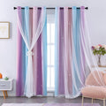 XiDi Curtains for Bedroom Decor, Rainbow Pink Purple/52/90 by Addsomecolortolife