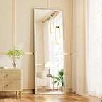 16''x 60'' Tall Brushed Nickel Mirror, Beveled Bathroom Mirror by QUEENFUN