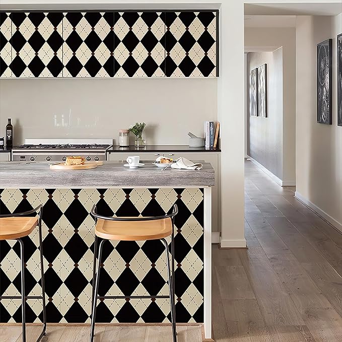 Simon&Siff Retro Peel and Stick Wallpaper Black and White Cream Wallpaper - Image 7