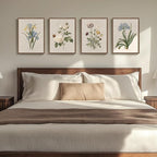 Framed Vintage Botanical Wall Art, 4 Piece Rustic Floral Painting Canvas Prints - Image 8