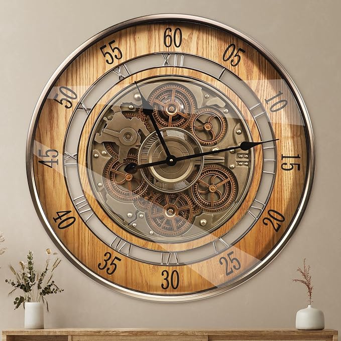HOIBAI Large Wall Clock, 24 Inch Wall Clocks by HOIBAI