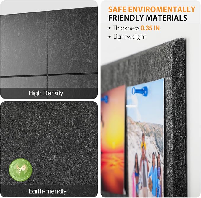 MaxGear Large Cork Board for Wall 48" x 36" Dark Gray Bulletin Board, 12 Pack - Image 2