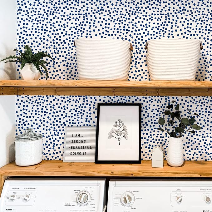 Jeweluck Blue Polka Dot Peel and Stick Wallpaper Blue and White Contact Paper - Image 7