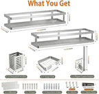 PUSDON 5-in-1 16.5" Extra Long Kitchen Organizer & Shower Caddy Set, Wall Mount - Image 2