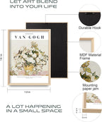 HesenDot Van Gogh High Framed Wall Art Set of 3, 12x16in Neutral Floral Canvas - Image 3