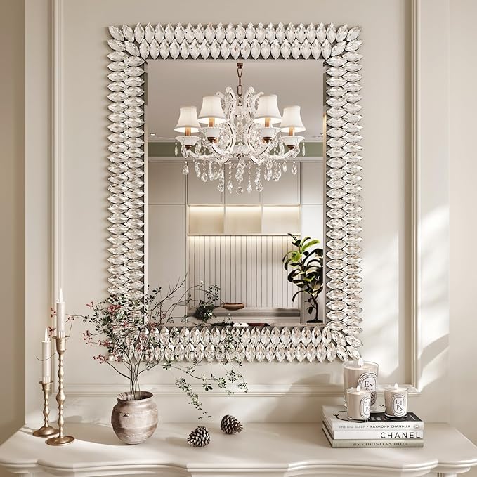Kelly Miller 30"x40" Jeweled Bathroom Wall Mirror, Large Rectangle Decorative by KellyMiller