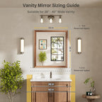36x32 Inch Bathroom Mirror for Wall, Anti-Rust Walnut Wood Grain Metal Framed - Image 2