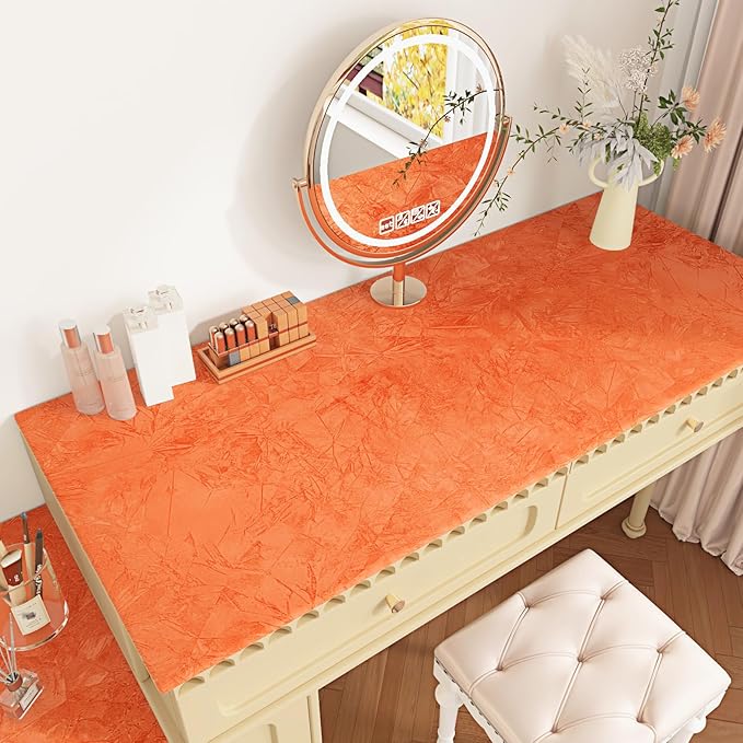 Wallercity Orange Crushed Felt Velvet Wallpaper Peel and Stick Creative Orange - Image 2