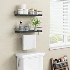 Forbena Black Floating Shelves for Bathroom Wall Set of 2, Kitchen Spice Rack - Image 4
