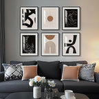 Framed Boho Black and White Brown Modern Abstract Wall Art by Cuspin