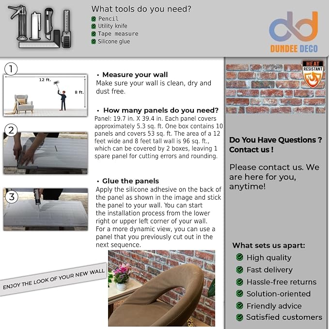Dundee Deco 3D Wall Panels Faux Brick - Image 9