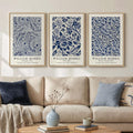 Framed William Morris Wall Art Set of 3, Large Vintage Blue Botanical Floral by Cuspin