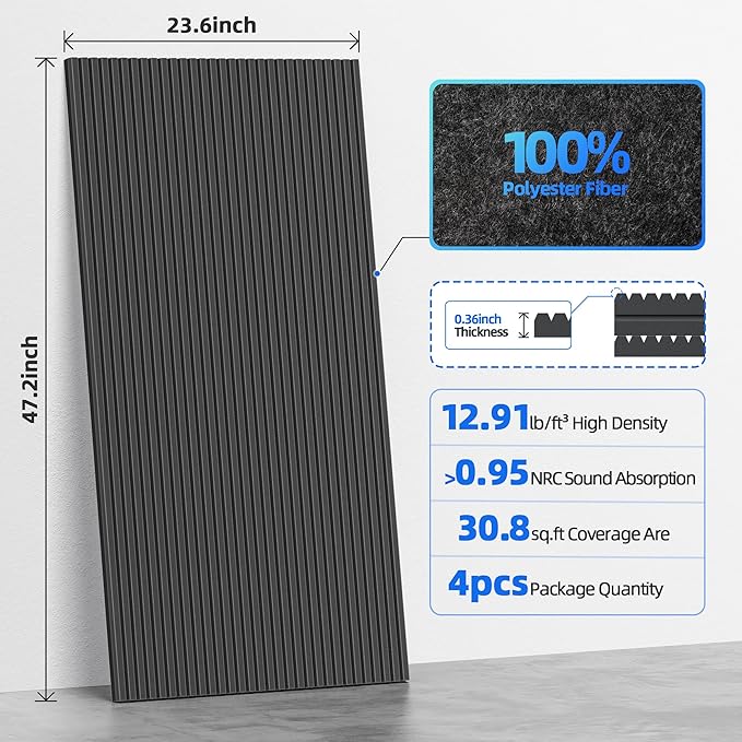 4 Pack Large Acoustic Panels Sound Absorbing - Image 6