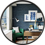 WallBeyond Black Round Wood Mirror 24 inch Circle Wall Mirror by WallBeyond