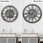 The B-Style Large Real Moving Gears Wall Clock 30 inch Rustic Retro Industrial - Image 2