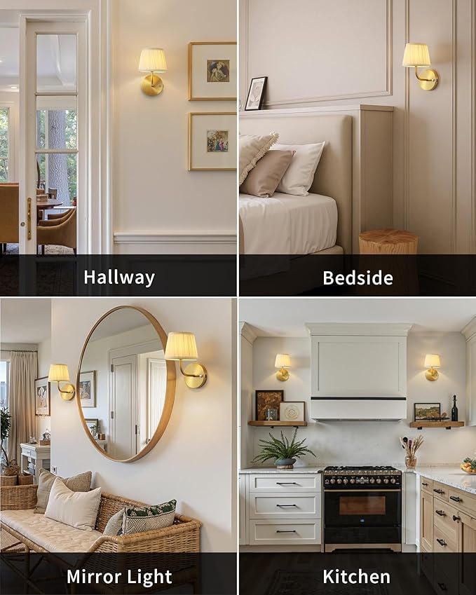 PUSU LED Cordless Gold H9.6 inch Small Wall Sconces Set of 2, Rechargeable - Image 6