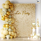 COKAOBE Champagne Gold Sequin Wall Backdrop 24PCS Square Sequin Backdrop by COKAOBE