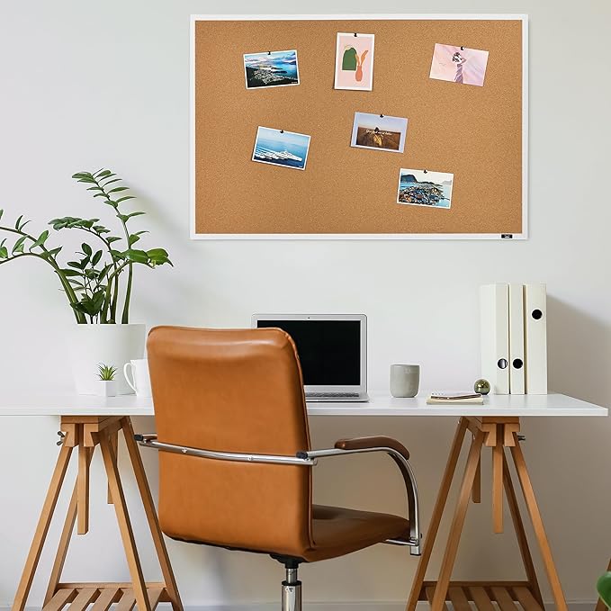Mr. Pen- White Frame Cork Bulletin Board, Office Wall Cork Board - Image 7